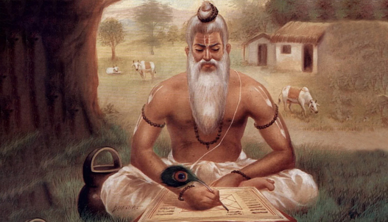 Photo of an ancient manuscript resting on a table with herbs, representing the Sushruta Samhita treatise.