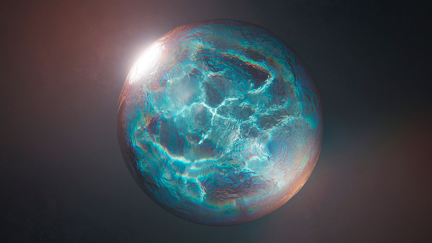 Glowing blue egg in the center of the universe emitting light rays symbolizing Akasha energy and the birth of life