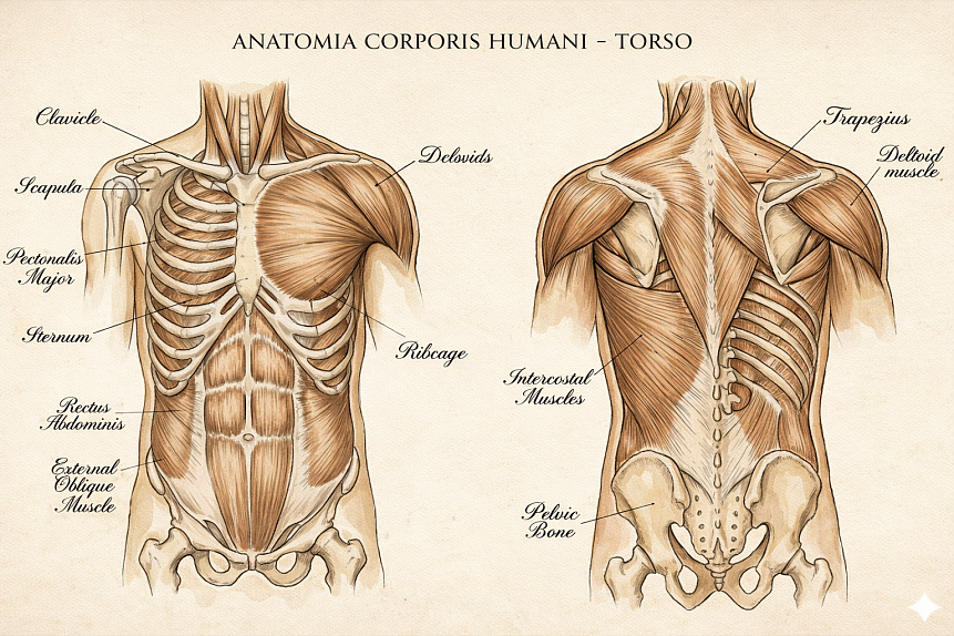 Artistic diagram of human and animal reflection connecting Ayurvedic Mamsa karma cycle